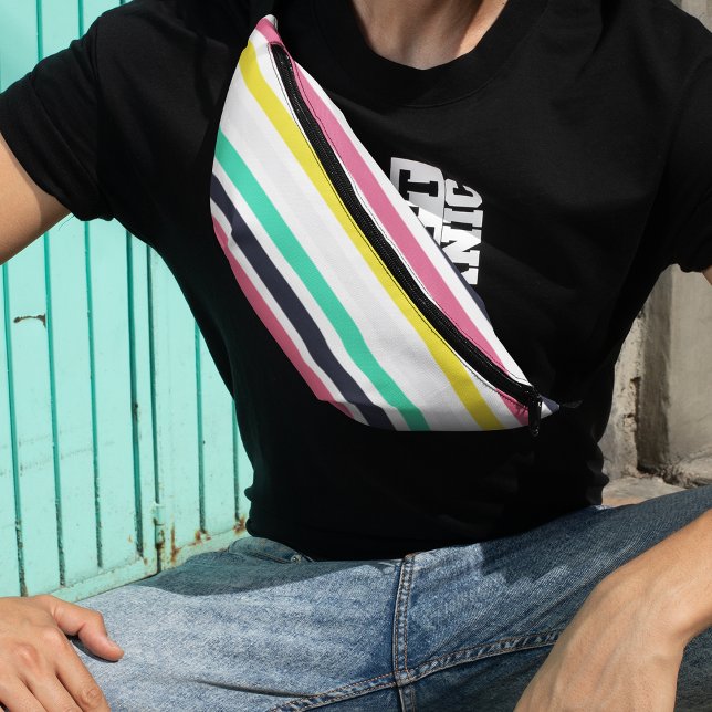 Coloured Horizontal Stripes Bum Bags (Colored Horizontal Stripes Fanny Pack)