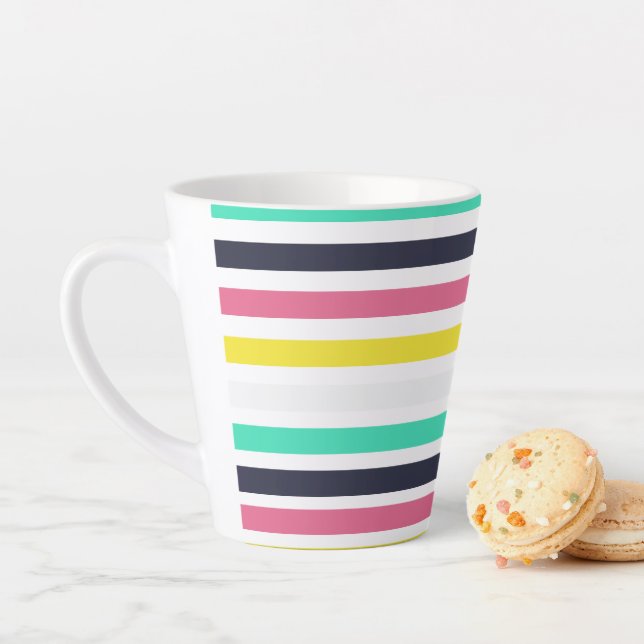 Coloured Horizontal Stripes  Latte Mug (In Situ)