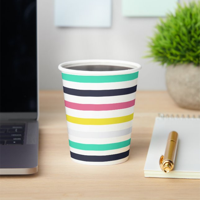 Coloured Horizontal Stripes  Paper Cups (Insitu)