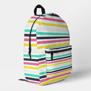 Coloured Horizontal Stripes Printed Backpack
