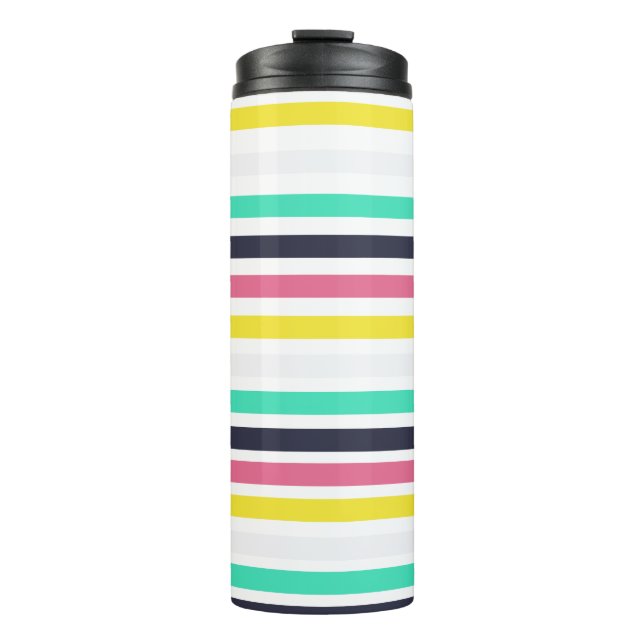 Coloured Horizontal Stripes  Thermal Tumbler (Front)