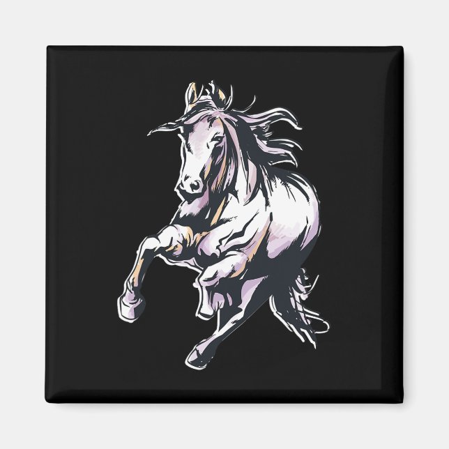 Coloured Horse Horseback Riding  Magnet (Front)