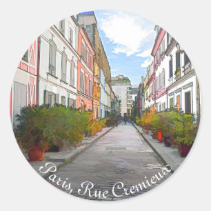 Coloured houses in Rue Cremieux - Paris Classic Round Sticker