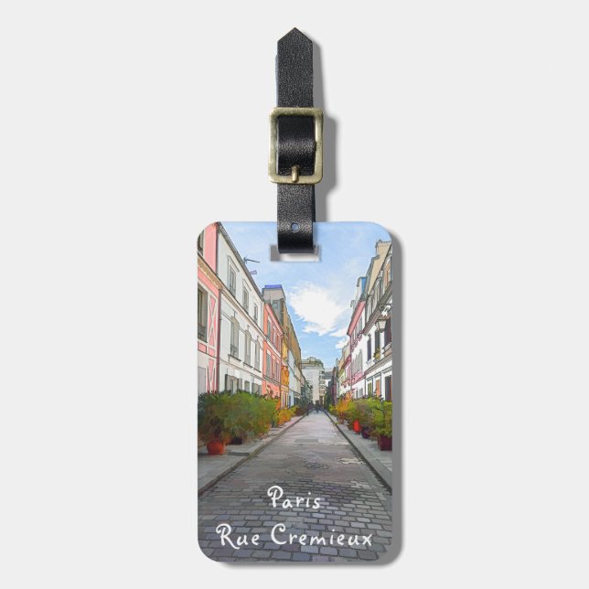 Coloured houses in Rue Cremieux - Paris Luggage Tag (Front Vertical)