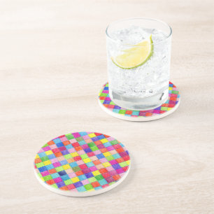 Coloured In Graph Paper Squares Coaster