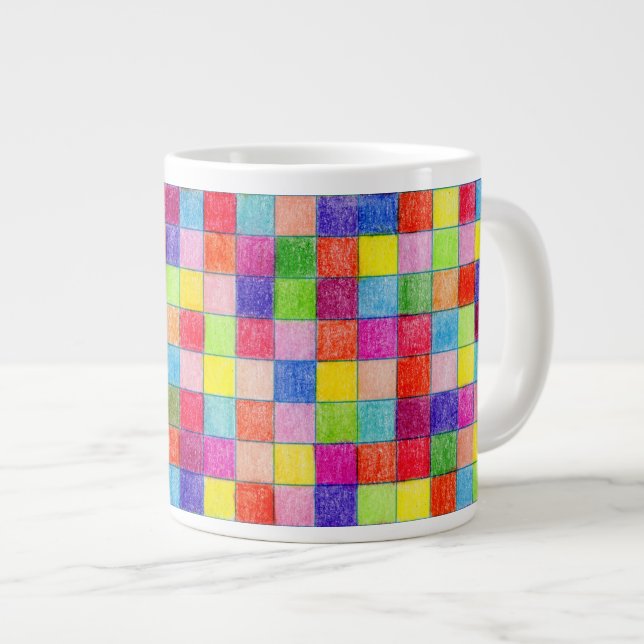 Coloured In Graph Paper Squares Large Coffee Mug (Front Right)