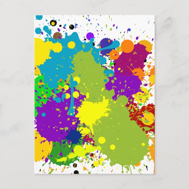 Coloured Inky Splats Postcard (Front)