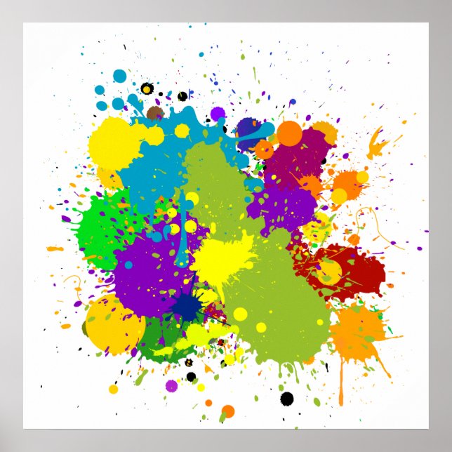 Coloured Inky Splats Poster (Front)
