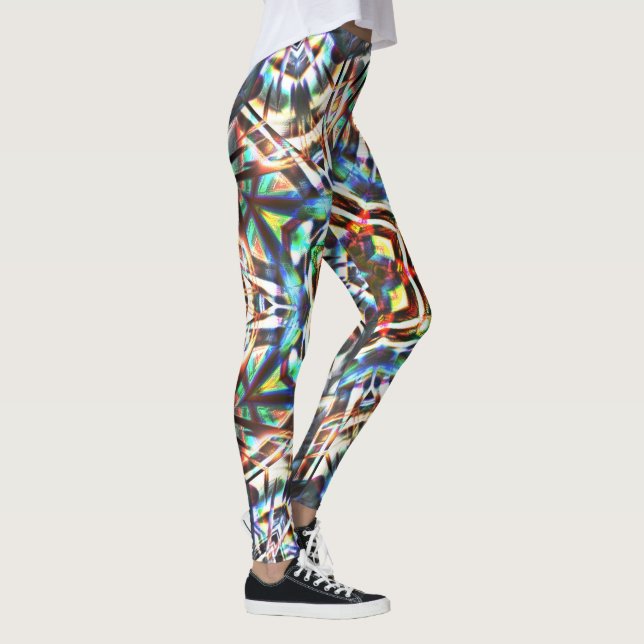 Coloured Kaleidocope with texture that looks canva Leggings (Right)