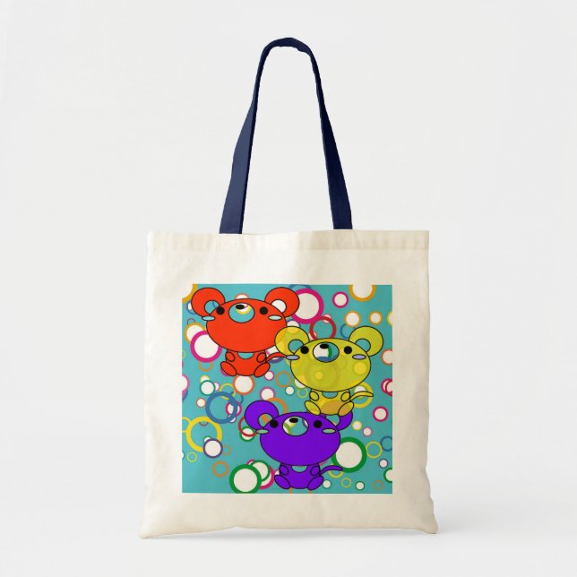 Coloured Kitty on Circles Tote Bag (Front)
