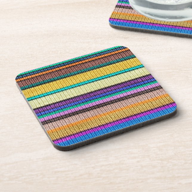 Coloured knitting Stripes seamless pattern 1 Coaster (Left Side)