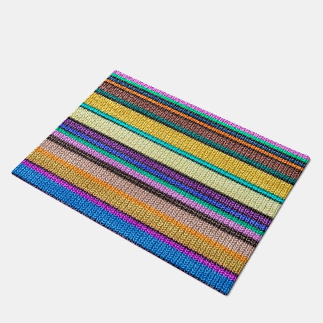 Coloured knitting Stripes seamless pattern 1 Doormat (Angled)