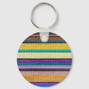 Coloured knitting Stripes seamless pattern 1 Key Ring