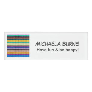 Coloured knitting Stripes seamless pattern 1 Name Tag