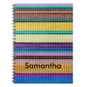 Coloured knitting Stripes seamless pattern 1 Spiral Notebook
