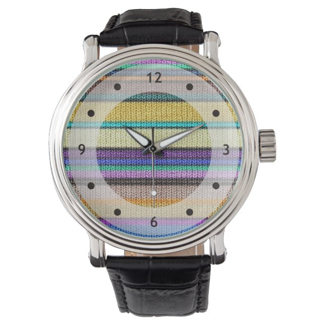 Coloured knitting Stripes seamless pattern 1 Watch (Front)