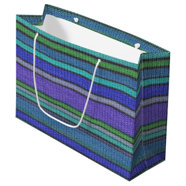 Coloured knitting Stripes seamless pattern 2 Large Gift Bag (Front Angled)