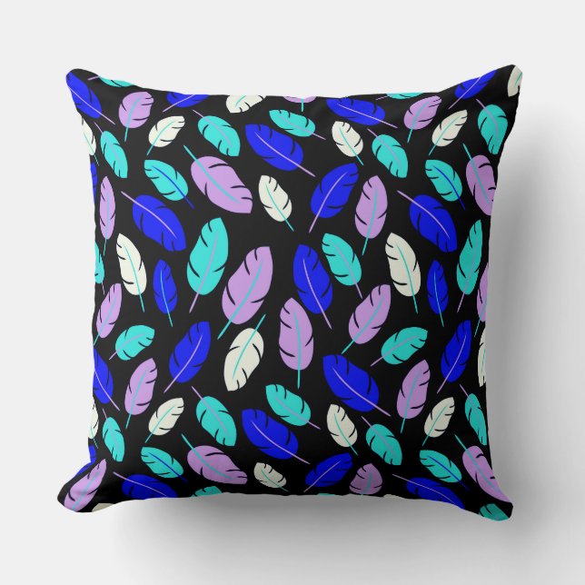 Coloured Leaf or feather pattern Throw Pillow (Front)
