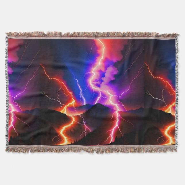 Coloured Lightning Mountain One Throw Blanket (Front)