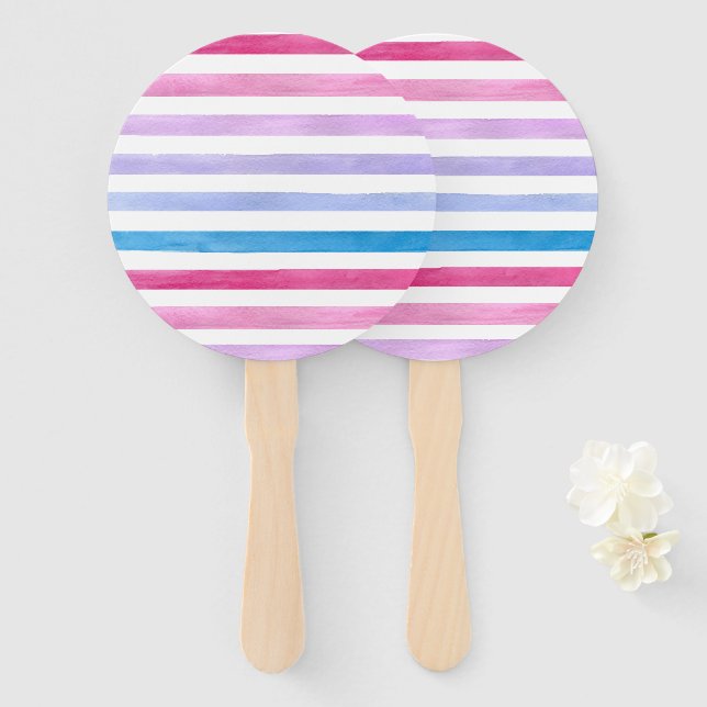 Coloured lines hand fan (Front and Back)