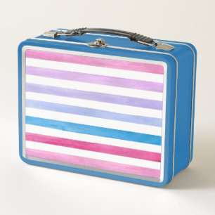 Coloured lines metal lunch box