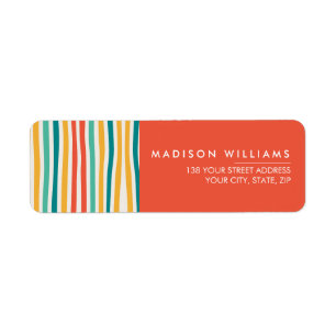Coloured Lines Modern Flowers Label