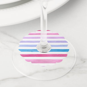 Coloured lines wine glass tag