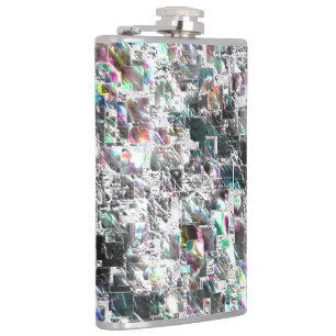 Coloured look like square dvd cutouts, rough mosai hip flask