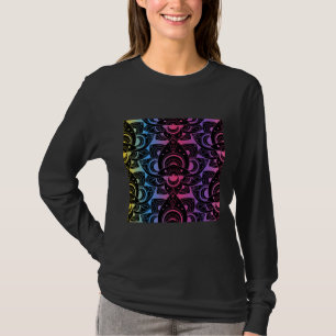 Coloured Lotus Flower Black Rainbow T-Shirt