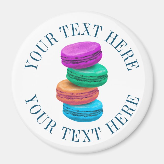 Coloured macarons tower custom fridge magnet  (Front)