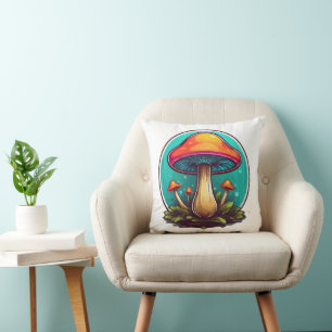 Coloured Magic Mushrooms Cushion