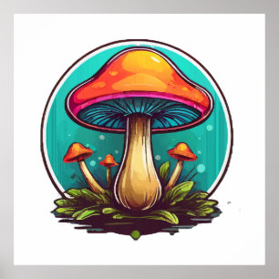 Coloured Magic Mushrooms Poster