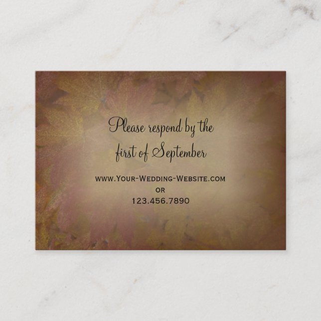 Coloured Maple Leaves Wedding RSVP Response Card (Front)