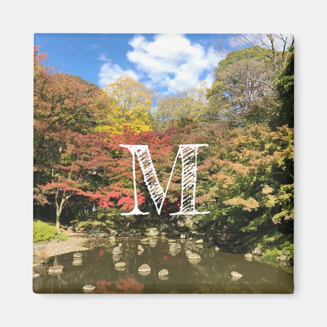 Coloured Maple Trees by Pond Magnet (Front)