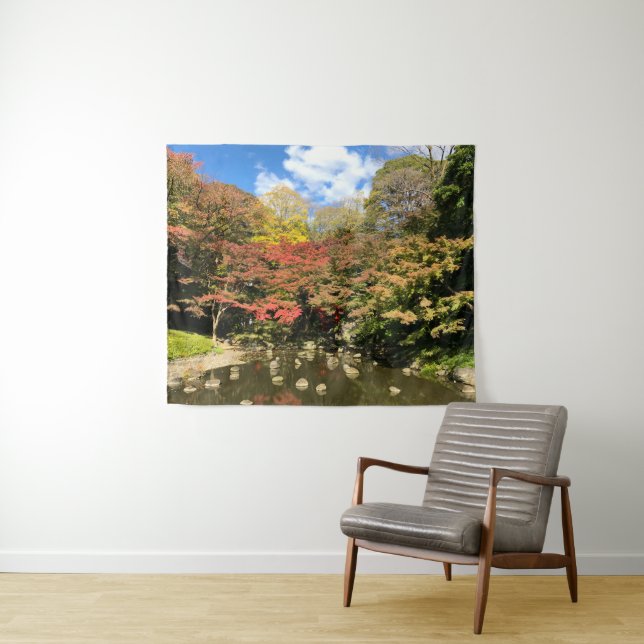 Coloured Maple Trees by Pond Tapestry (In Situ (Horizontal))