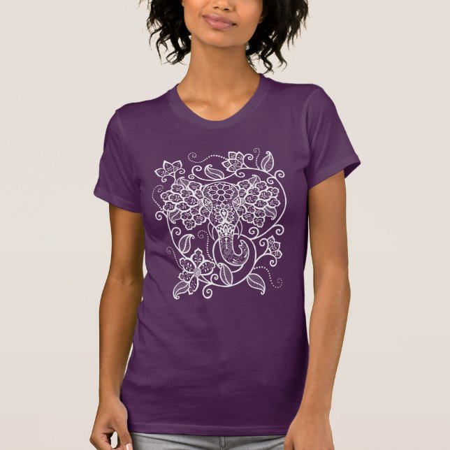 Coloured Mehndi Elephant T-Shirt (Front)