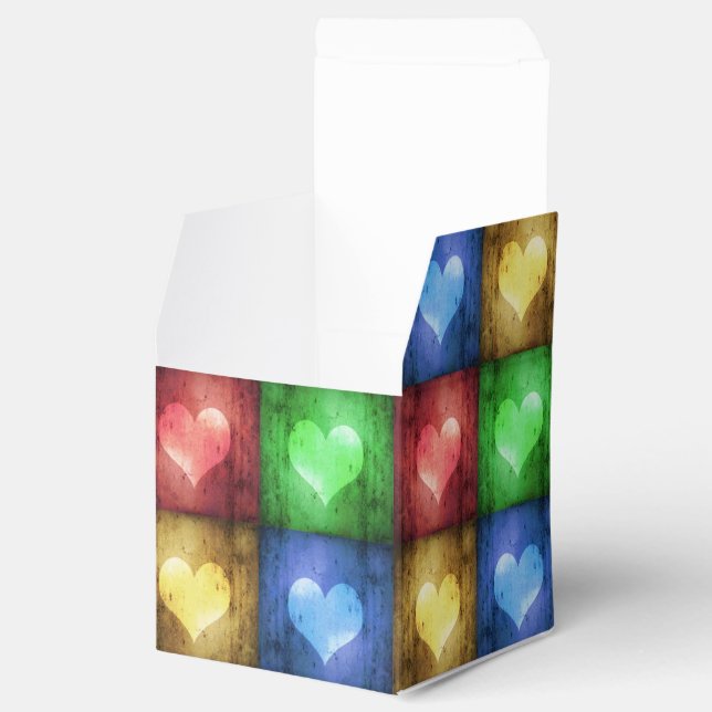 Coloured Modern Grunge Hearts Favour Box (Opened)