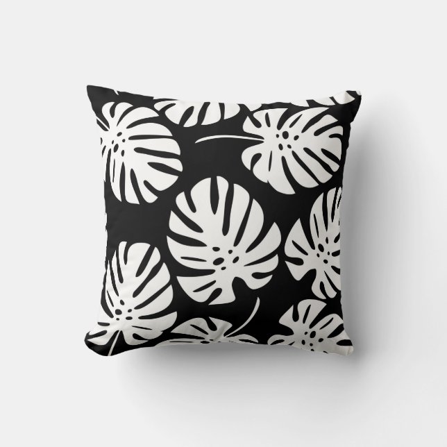Coloured monstera leaves seamless pattern cushion (Front)
