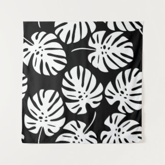 Coloured monstera leaves seamless pattern tapestry