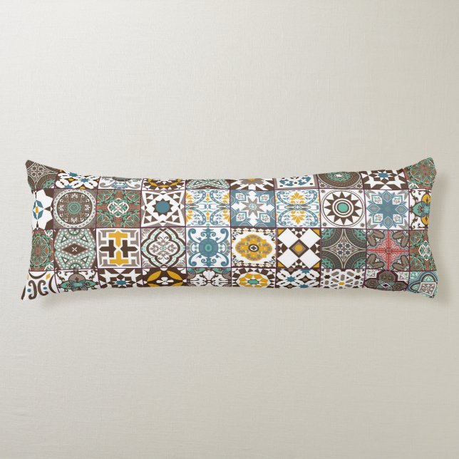 Coloured Moroccan tile Body Cushion (Front)