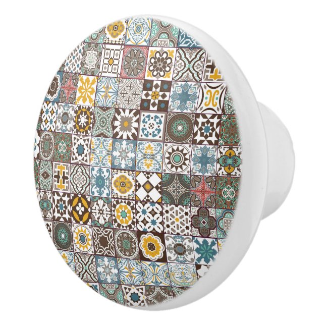 Coloured Moroccan tile Ceramic Knob (Right)