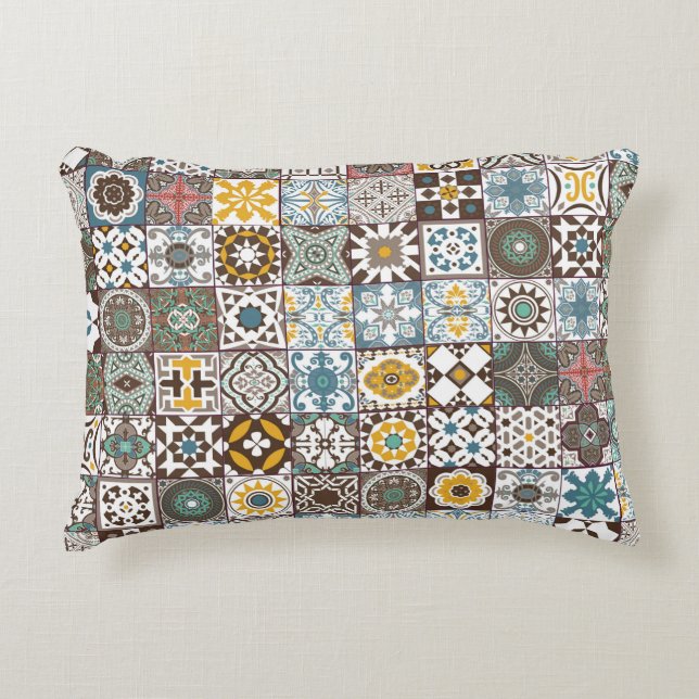 Coloured Moroccan tile Decorative Cushion (Front)