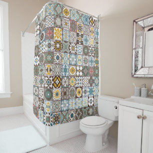 Coloured Moroccan tile Shower Curtain