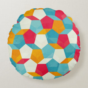coloured mosaic seamless pattern round cushion