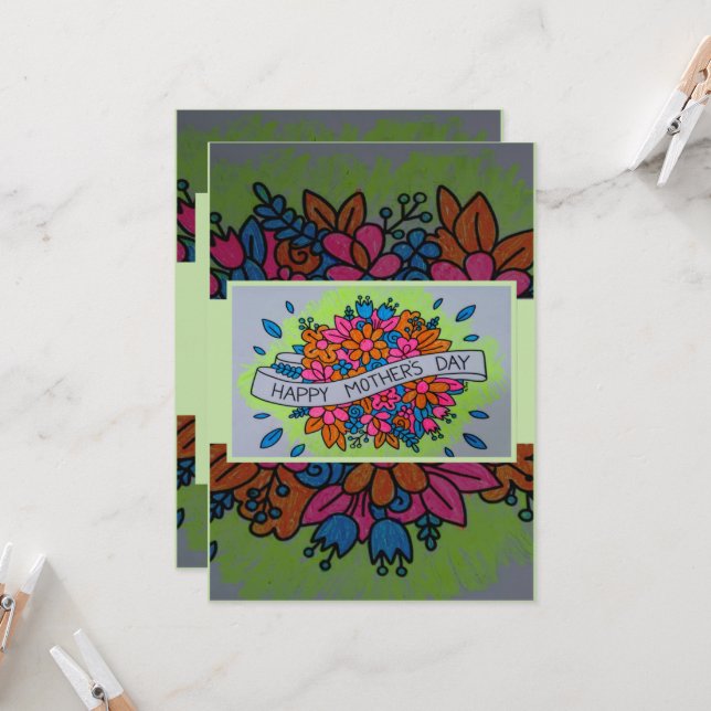 Coloured Mother's Day Card (Front/Back In Situ)