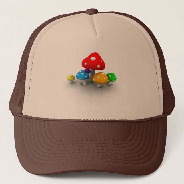 coloured-mushrooms-1280x800 trucker hat (Front)