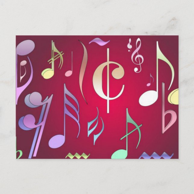 Coloured Musical Notes Postcard (Front)