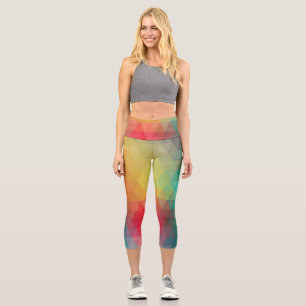Coloured Neon Glass Pattern Capri Leggings