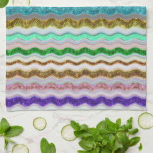 Coloured of wavy stripes resembling snakeskin tea towel