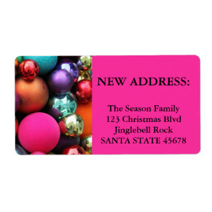Coloured ornaments address label